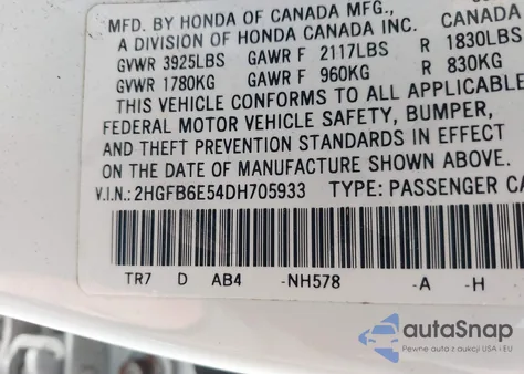 2013 Honda Civic Si из США, поврежденный, VIN 2HGFB6E54DH705933